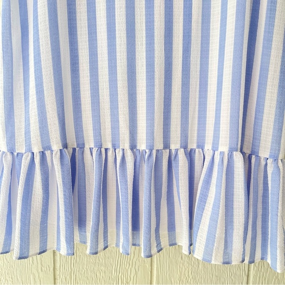 AVEC LES FILLES / ANTHROPOLOGIE ~ Sky Blue & White Stripe Shift Dress ~ Sz 14 - Picture 6 of 9
